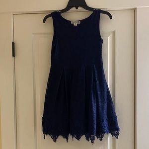 Lace Knit Works Navy Dress (Girls)